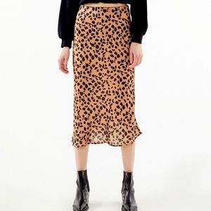 Urban Outfitters Leopard Print Maxi Satin Skirt